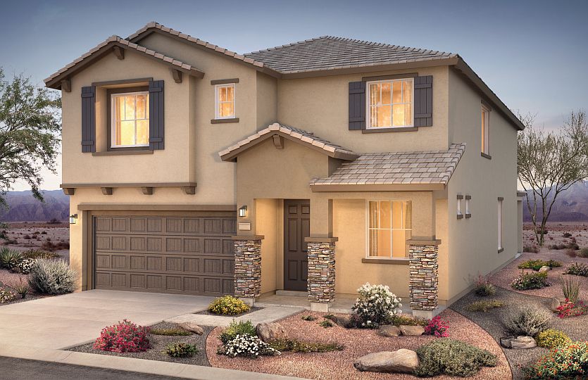 Dress up the Firwood exterior with optional stone and many stucco color options.