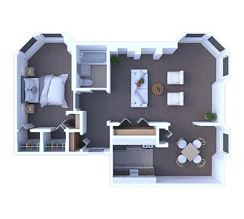 Floor plan 1 Bedroom Floor Plan A4