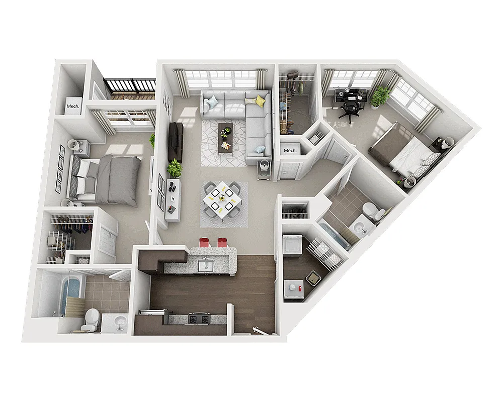 Floor plan Two Bedroom B2B
