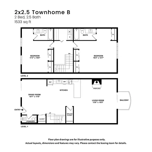Floor plan 2x2.5 Townhome B