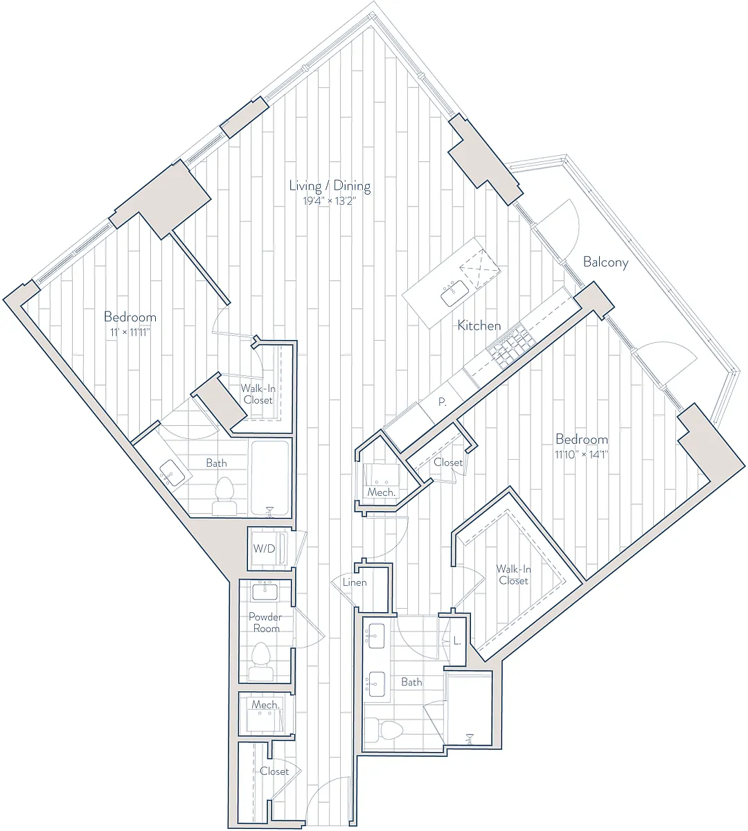 Floor plan 2 Bed/2.5 Bath-E5-b
