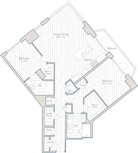 Floor plan 2 Bed/2.5 Bath-E5-b