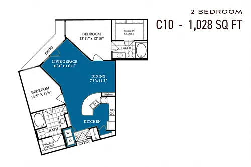 Floor plan Two Bedroom C10p Renovated