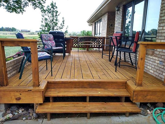 Enjoy the mountain views from the deck.