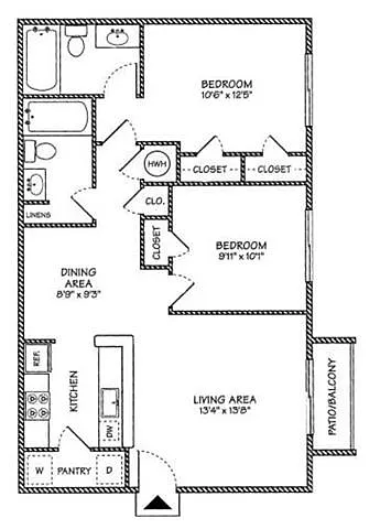 Floor plan Two Bedroom Two Bathroom 60%