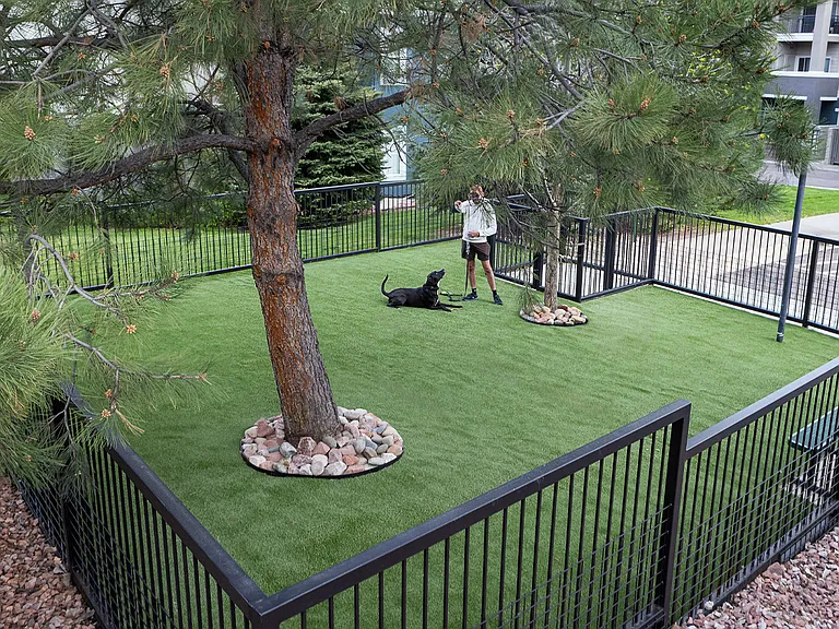 Apartment community off-leash dog park at Sagebrook in Colorado Springs, CO.