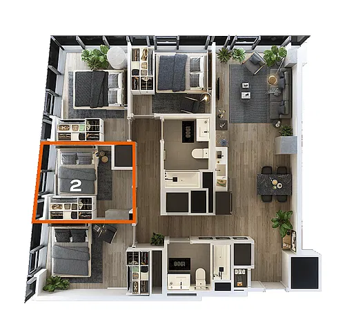 Floor plan Co-Living LT-02 Bedroom 2