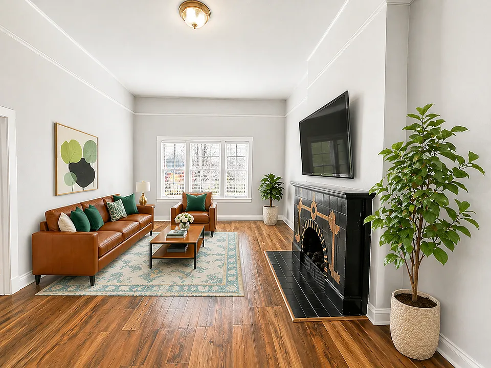 Living Room
Bright and airy living space with classic charm, hardwood floors, and a beautiful fireplace_perfect for relaxing or hosting.