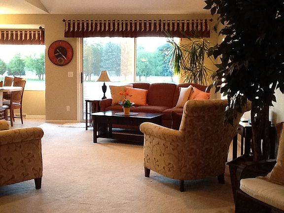 Living room overlooks pond