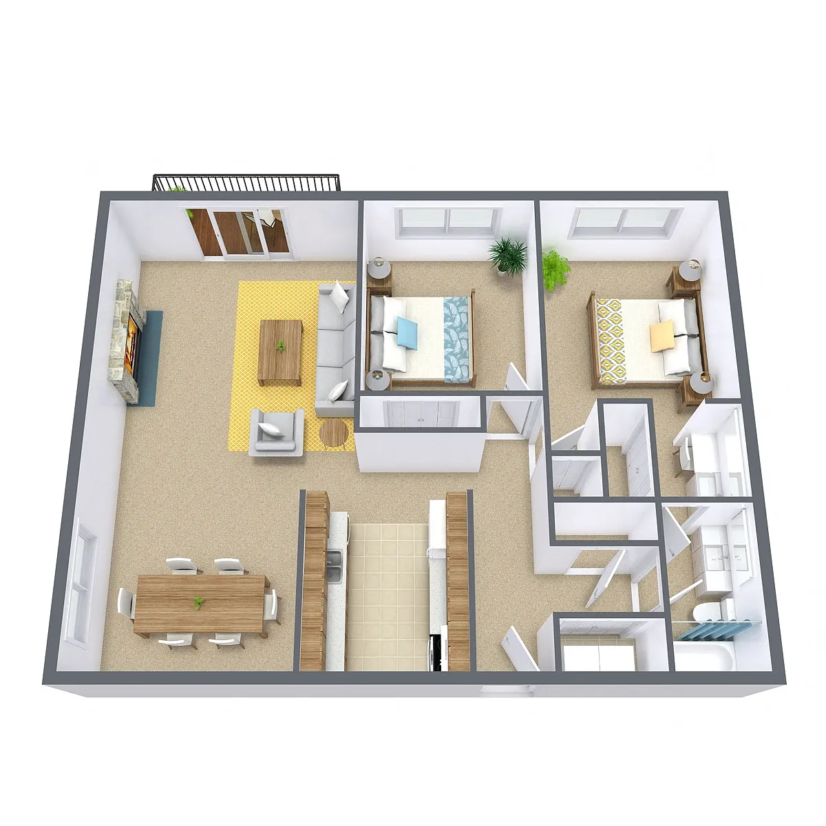 Floor plan Two Bedroom 21A