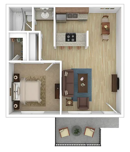 Floor plan 1 BR, 1 BA