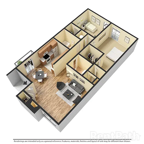 Floor plan 2 Bd Duplex (ptdplx)