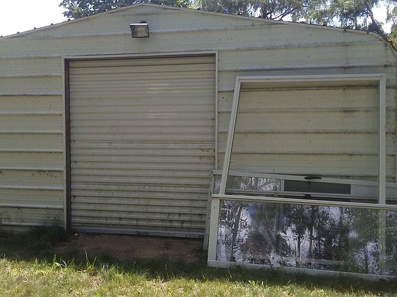 Roll up door on storage shed