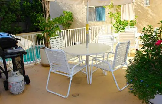 Barbeque and courtyard seating.