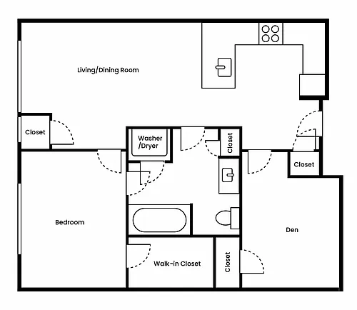 Floor plan One Bed Den Deluxe