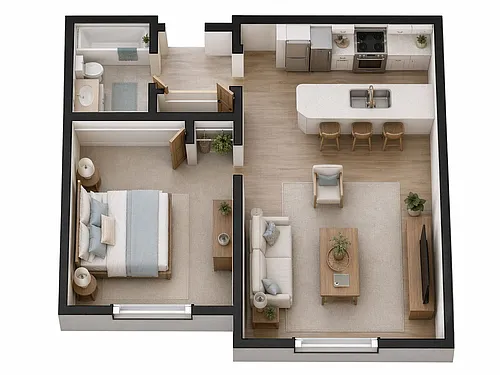 Floor plan 1 Bedroom | 1 Bath