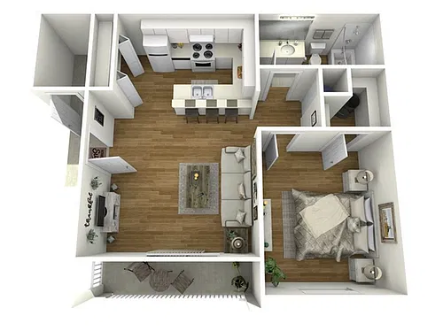 Floor plan 1 Bed, 1 Bath (60% Income Restricted)