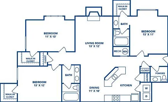3 Bedroom | 2.5 Bath | 1513 SF 3 Bedroom | 2.5 Bath | 1513 SF