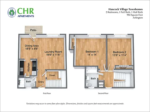 Floor plan 2 Bed - Townhome