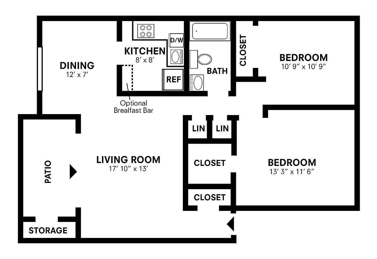 Floor plan 2b1b Classic