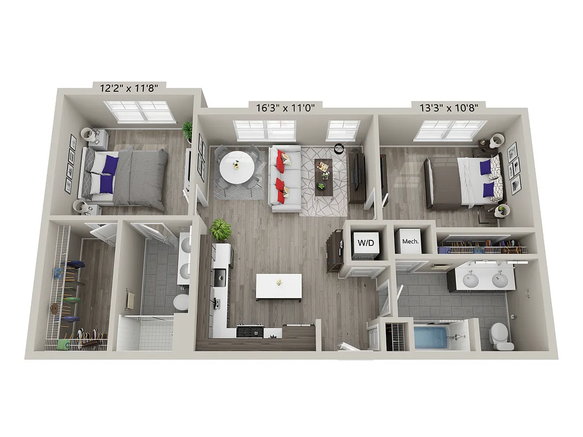 Floor plan 2 Bed/2 Bath-C2