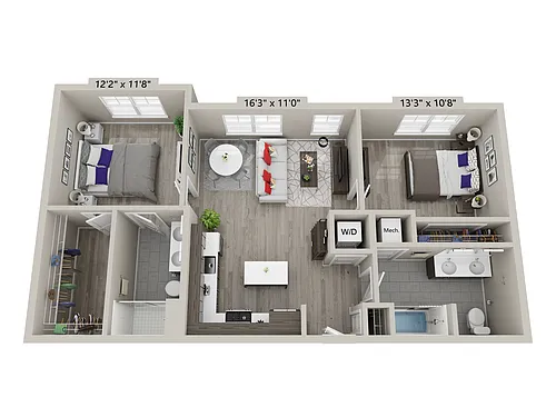 Floor plan 2 Bed/2 Bath-C2