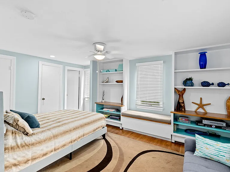 Custom bookshelves and sitting area