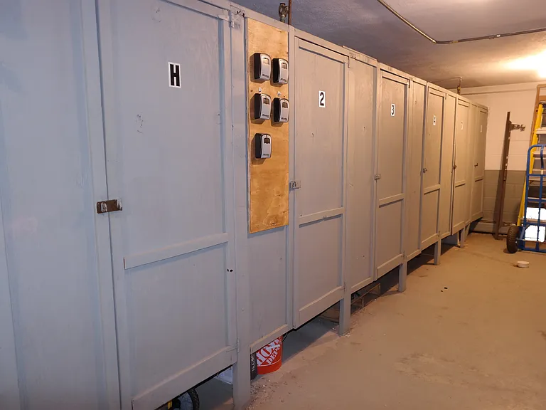 Storage lockers for individual units.