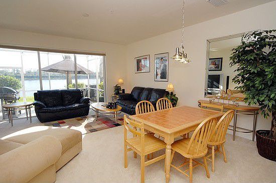 Living room w/ lake view