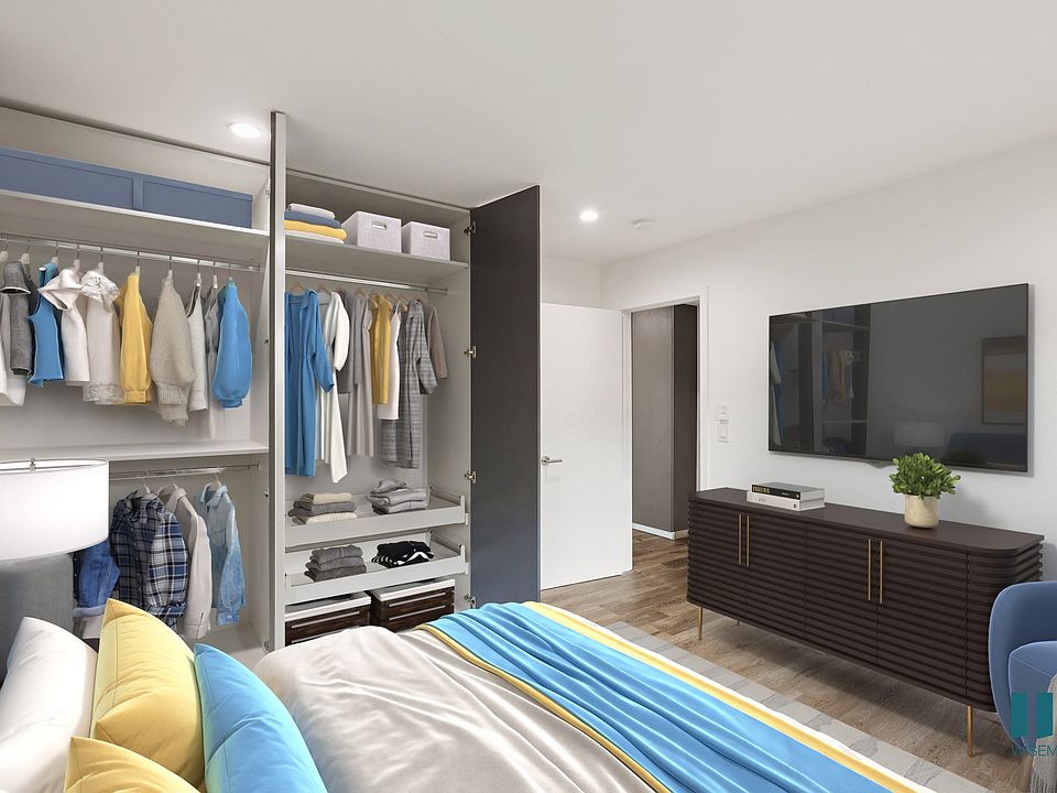 Bedroom with Storage Closets with Shelving