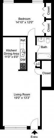 One bedroom floor plan One bedroom floor plan