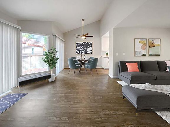 Living room and dining area at Valley Plaza Villages Apartment Homes