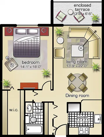 Model A | 1 Bedroom, 1 Bath Model A | 1 Bedroom, 1 Bath