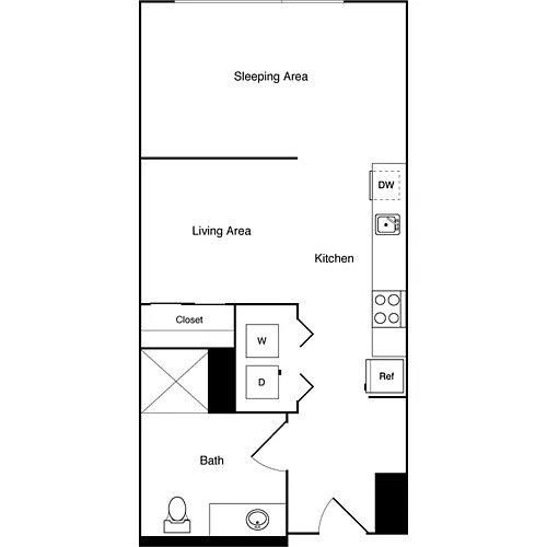 Floor plan Studio + Alcove A3