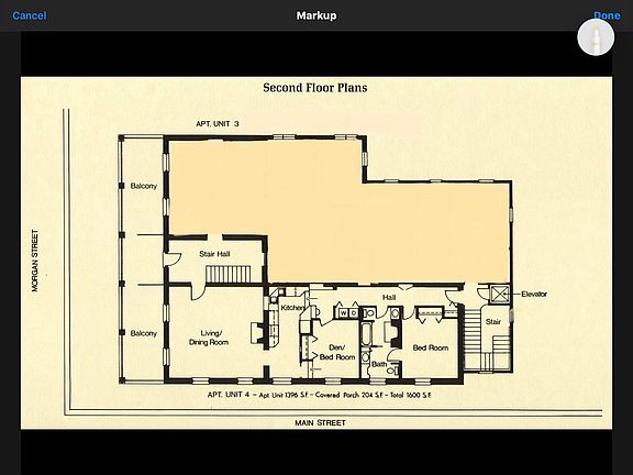 Floor plan of apartment 104.
