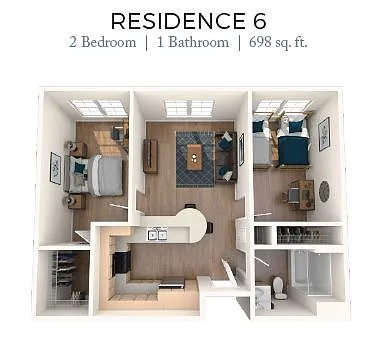 Floor plan 2BD 1BTH E