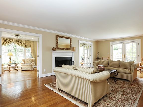 Living room with French doors to patio/yard