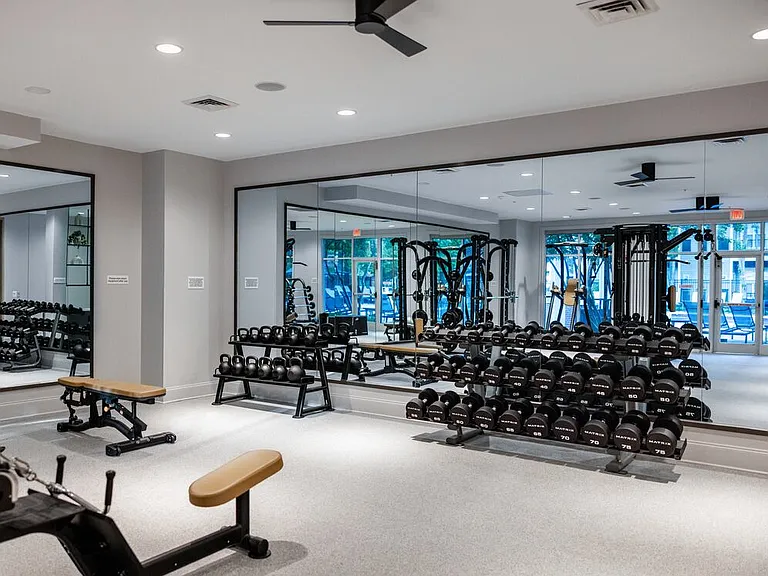 Clubhouse fitness center with strength equipment