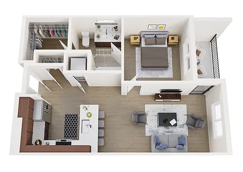 Floor plan 1 Bedroom 1 Bathroom