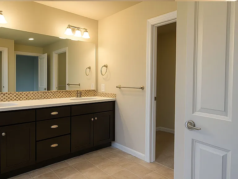 Master bathroom vanity and walk-in closet