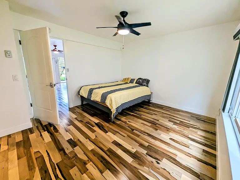 Ample space around bed
