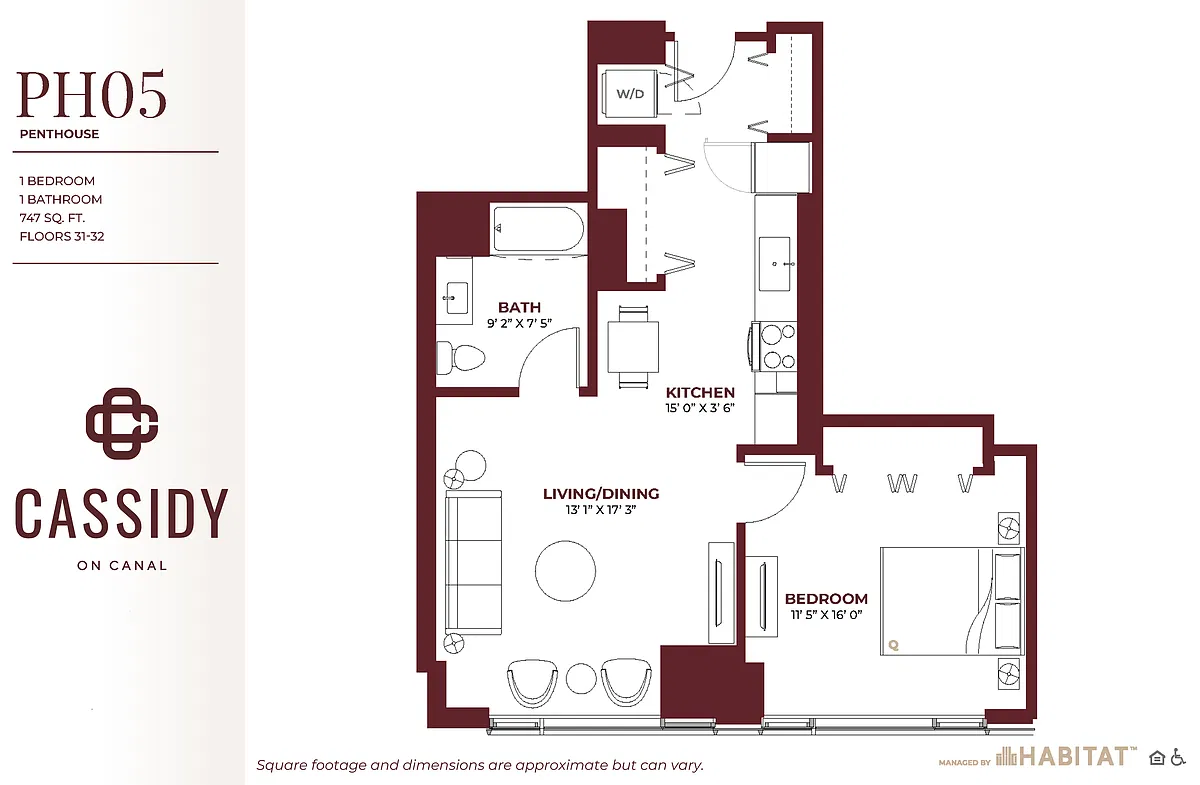 Floor plan Penthouse: 1 Bedroom PH05
