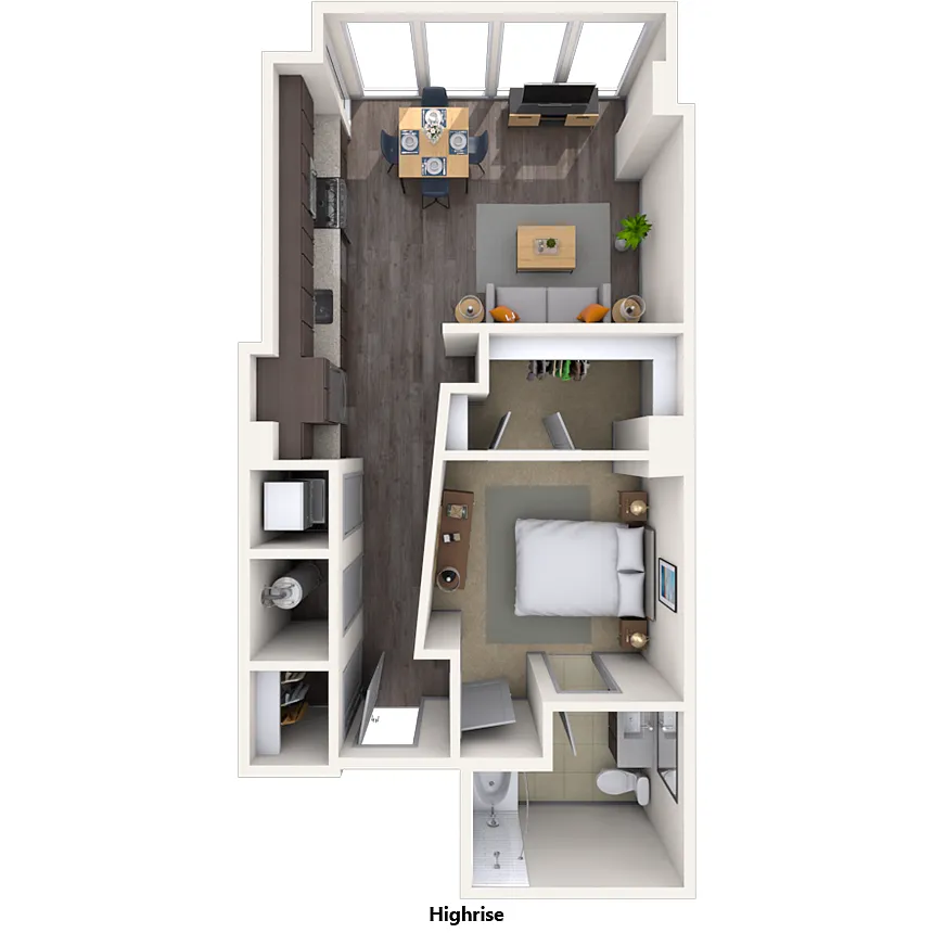 Floor plan Studio 0x1 590-645 SF