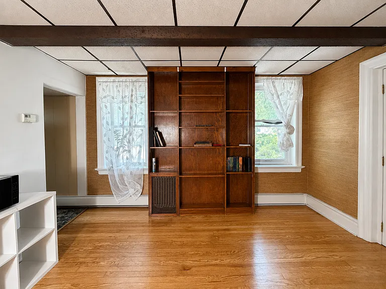 built-in shelving - windows in every room