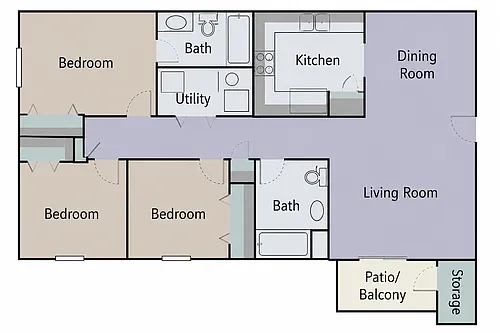Floor plan Three Bedroom