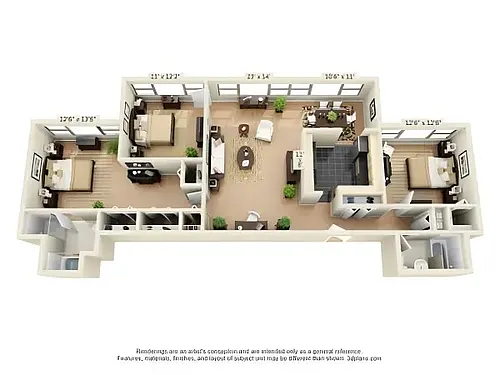 Floor plan Worthington 3 Bed 2 Bath