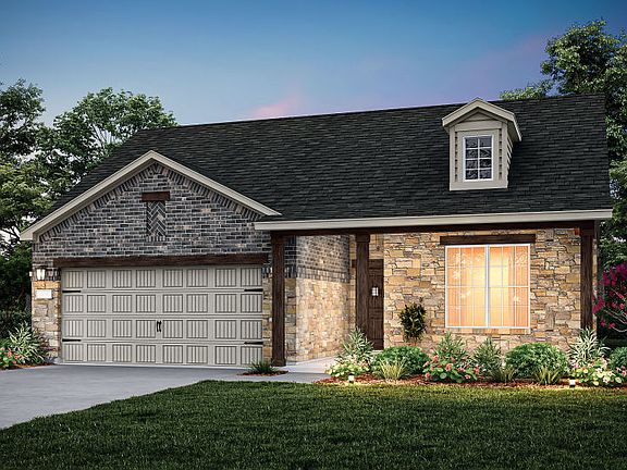 The Emory, a one-story home with 2-car garage, shown with Home Exterior 36