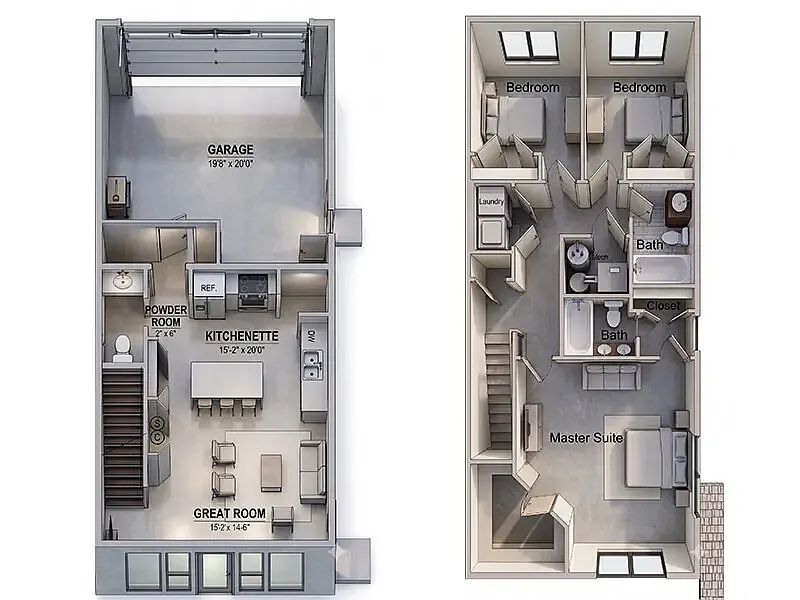 Floor plan 3 Bed 2 and Half Bath