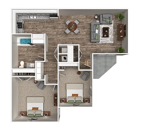 Floor plan Two Bedroom One Bathroom