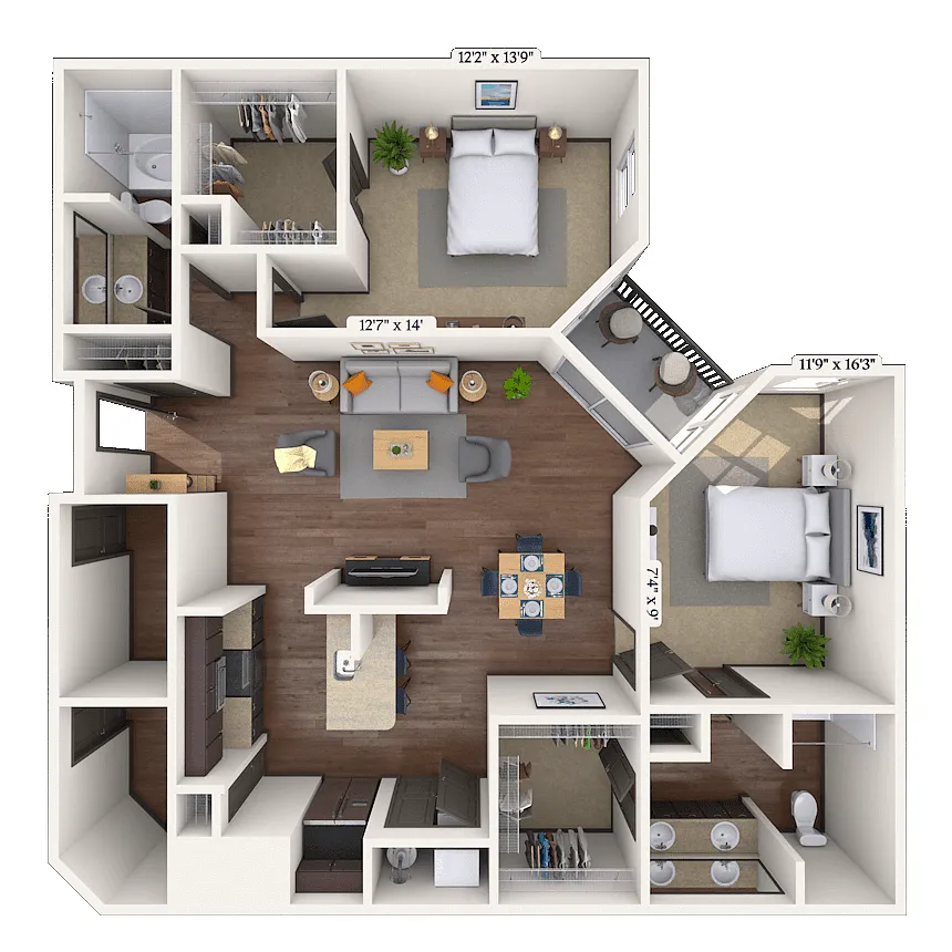Floor plan Traditional 2x2 1311-1330 SF